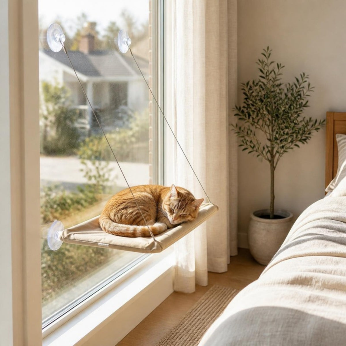 Cat window hammock in Khaki - catscapes