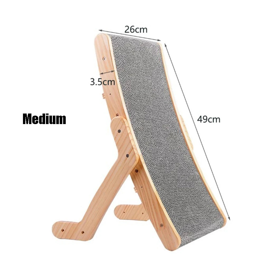 Cardboard Cat Scratcher with Solid Wood Frame – Reversible Scratching Board & Lounger