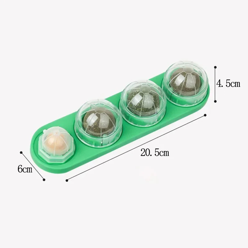 Rotating Silvervine Catnip Wall Ball – Stick-On Cat Lick Toy for Teeth Cleaning