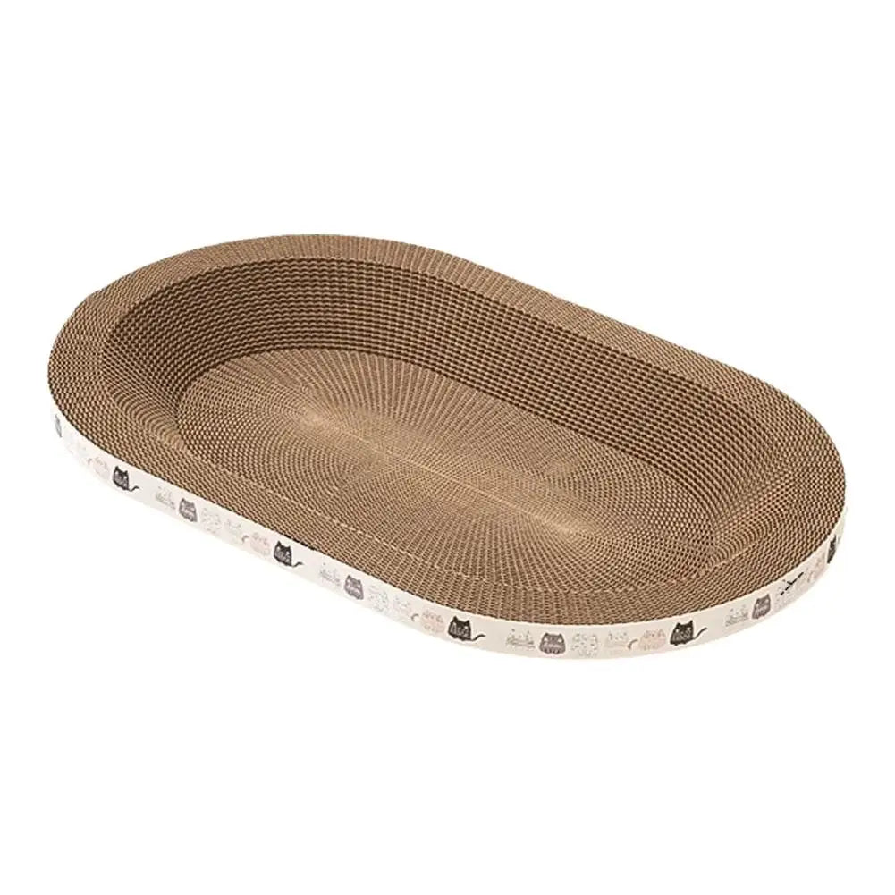 Oval Cardboard Cat Scratcher Bed – Corrugated Scratch Lounge Pad