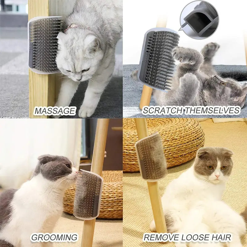 Cat Corner Self-Groomer – Wall Brush Massager for Cats, Removable for Easy Cleaning