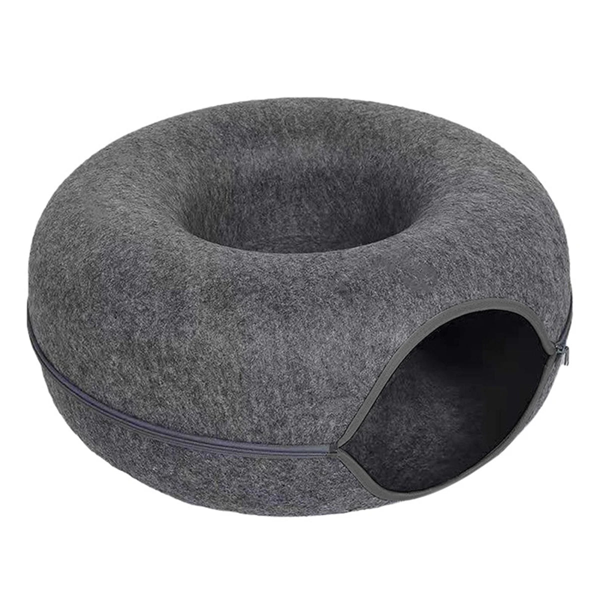 Felt Cat Tunnel Bed – Donut Cat Cave & Play Tunnel, Detachable and Washable