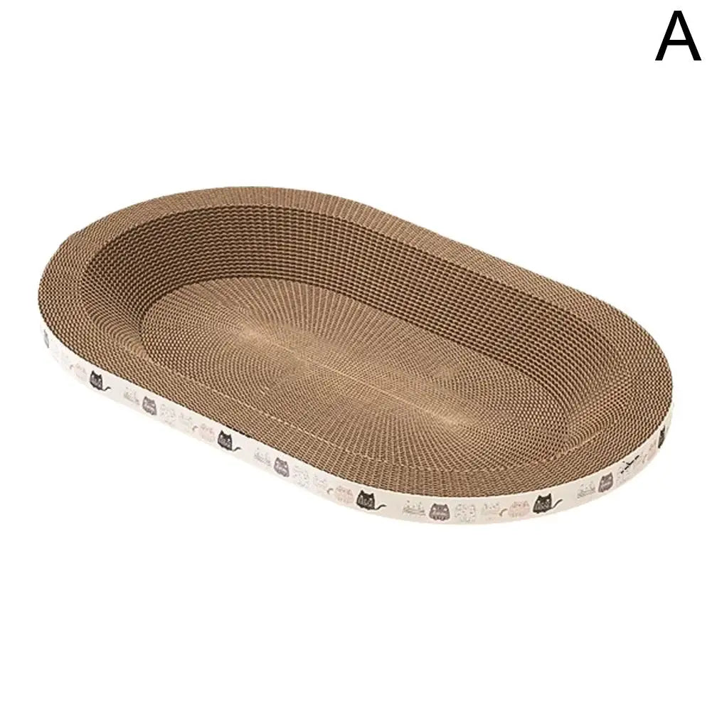 Oval Cardboard Cat Scratcher Bed – Corrugated Scratch Lounge Pad