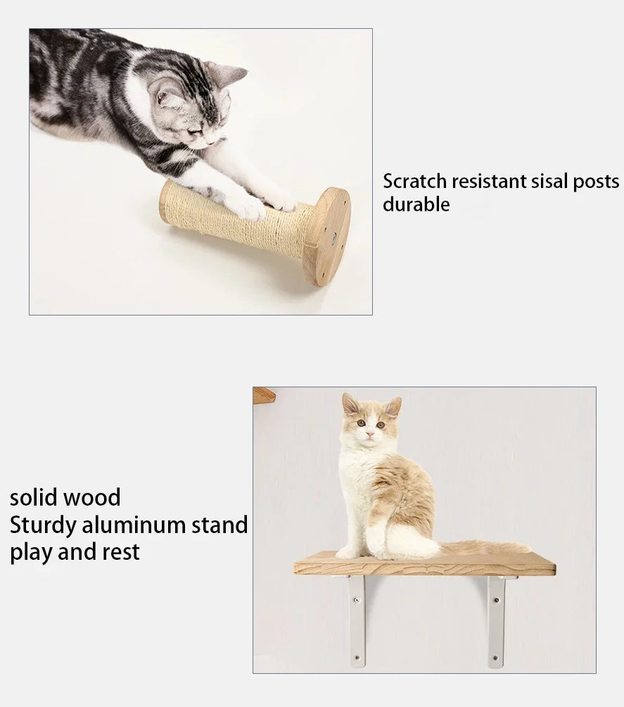 Wall-Mounted Cat Shelves – Solid Wood Cat Steps, Perches & Wall Climbing Furniture