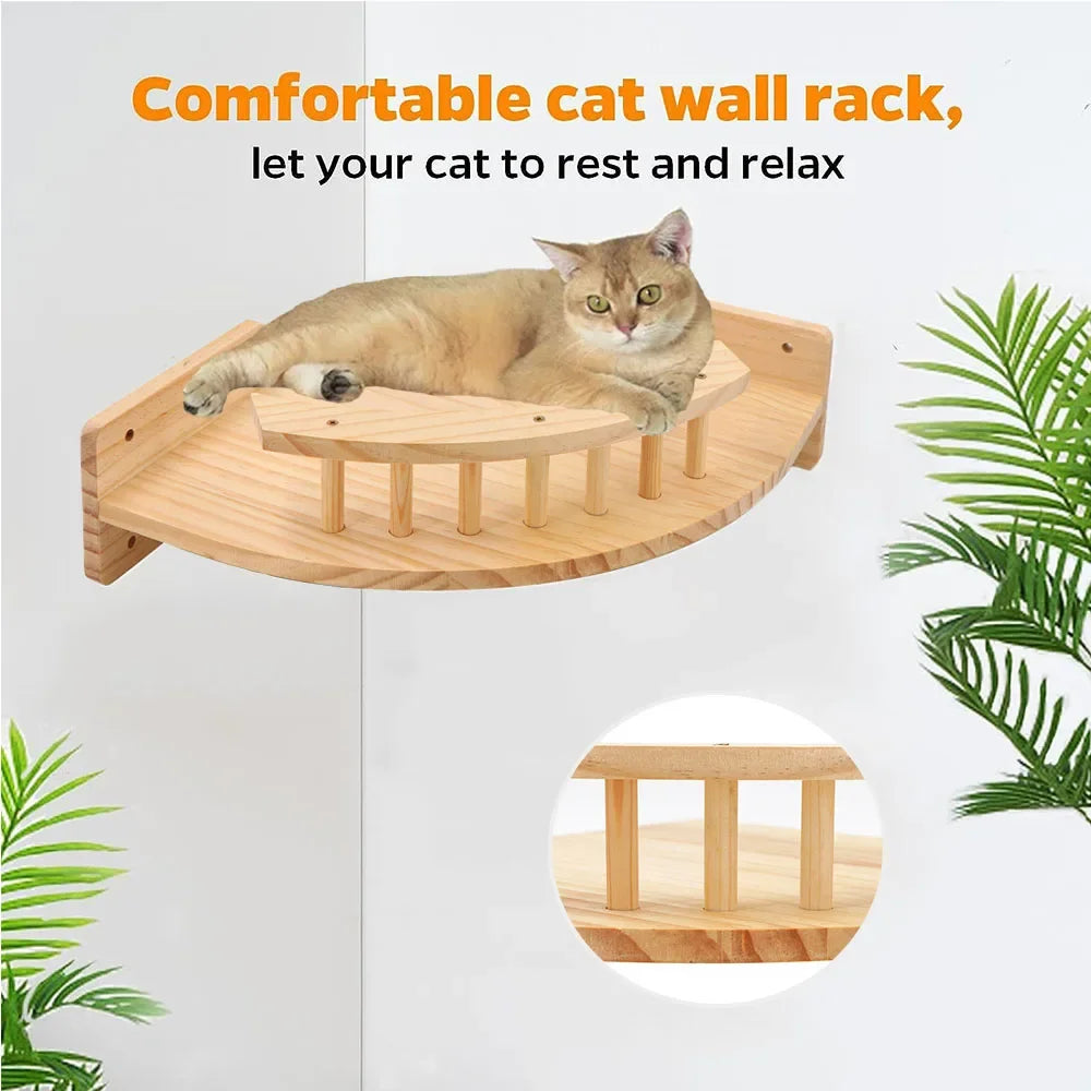 Wall-Mounted Cat Shelves – Solid Wood Cat Steps, Perches & Wall Climbing Furniture