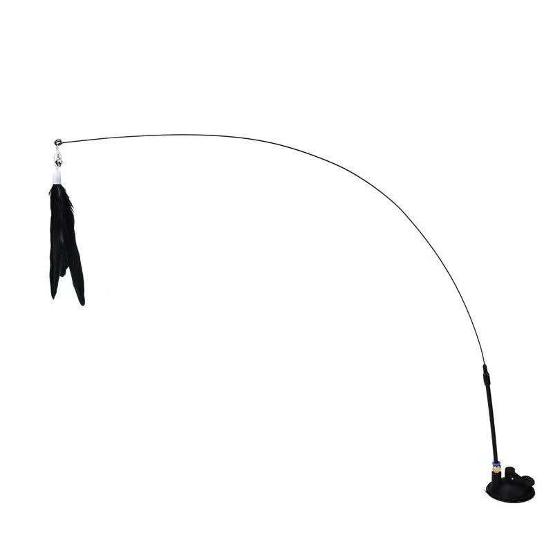 Suction Cup Cat Feather Wand Toy – Interactive Self-Play Teaser with Refill Feathers