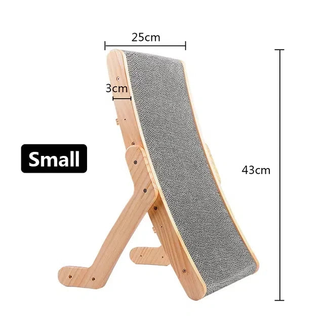 Cardboard Cat Scratcher with Solid Wood Frame – Reversible Scratching Board & Lounger