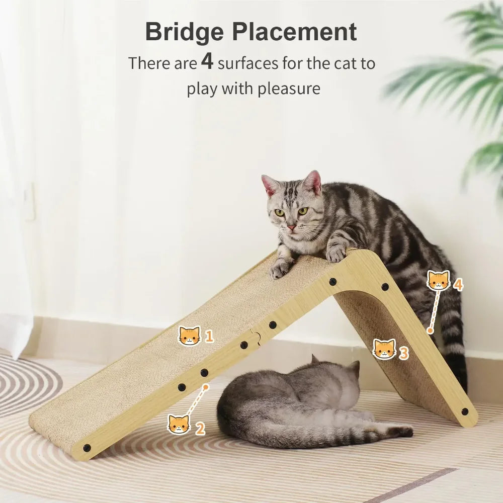 L-Shaped Cardboard Cat Scratcher – Vertical Scratching Post & Lounger with Wood Frame