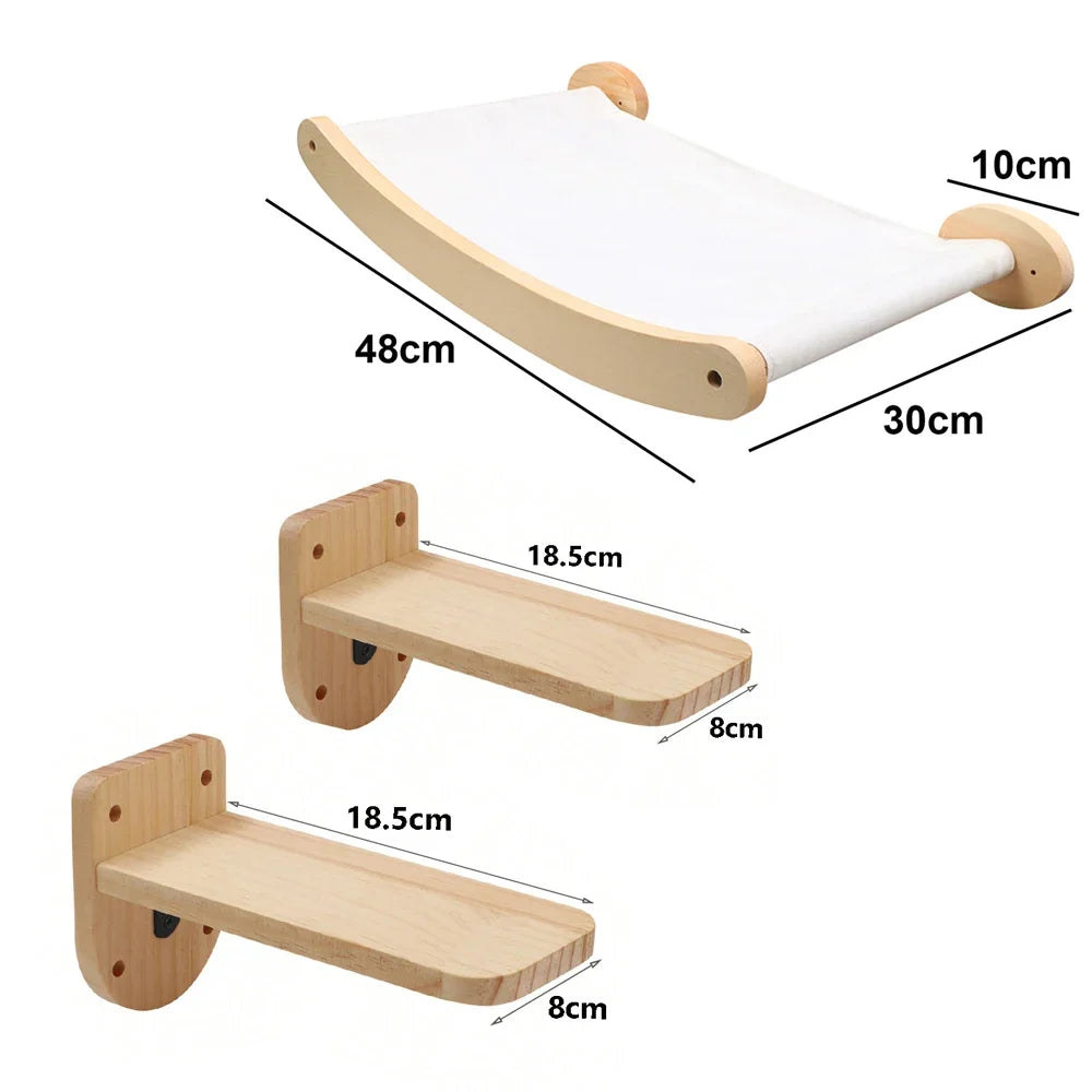 Wall-Mounted Cat Shelves – Solid Wood Cat Steps, Perches & Wall Climbing Furniture
