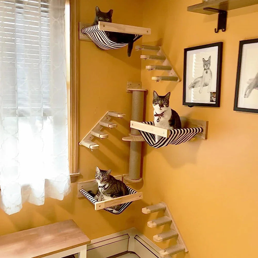 Wall-Mounted Cat Shelves – Solid Wood Cat Steps, Perches & Wall Climbing Furniture