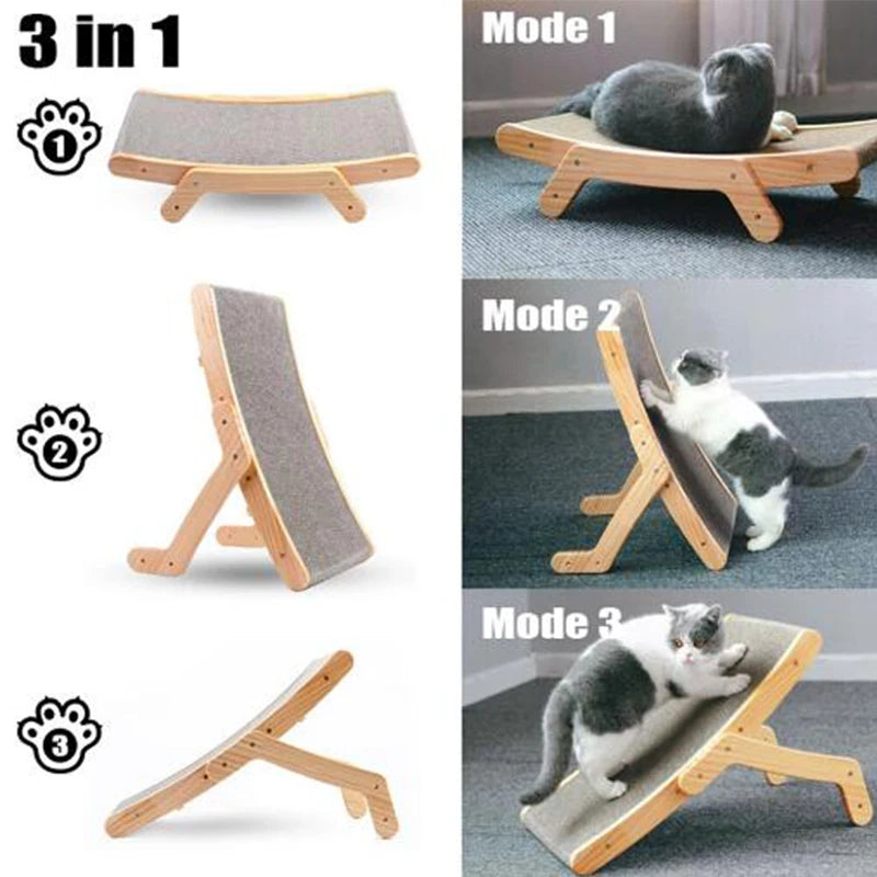 Cardboard Cat Scratcher with Solid Wood Frame – Reversible Scratching Board & Lounger