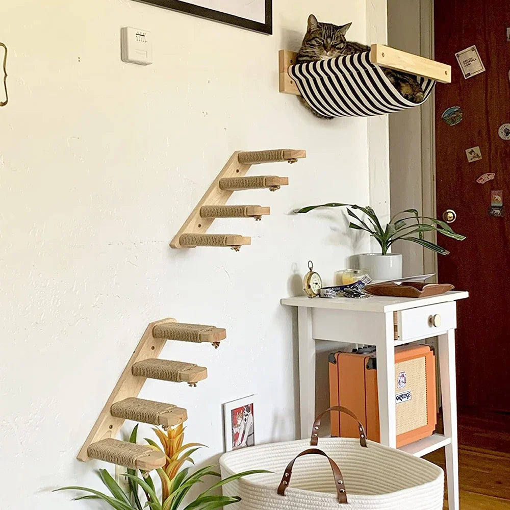 Wall-Mounted Cat Shelves – Solid Wood Cat Steps, Perches & Wall Climbing Furniture
