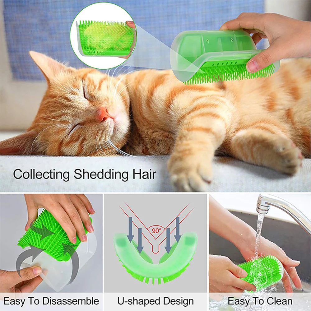 Cat Corner Self-Groomer – Wall Brush Massager for Cats, Removable for Easy Cleaning
