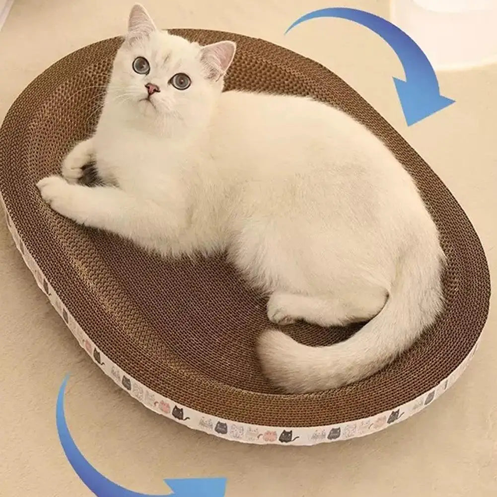 Oval Cardboard Cat Scratcher Bed – Corrugated Scratch Lounge Pad
