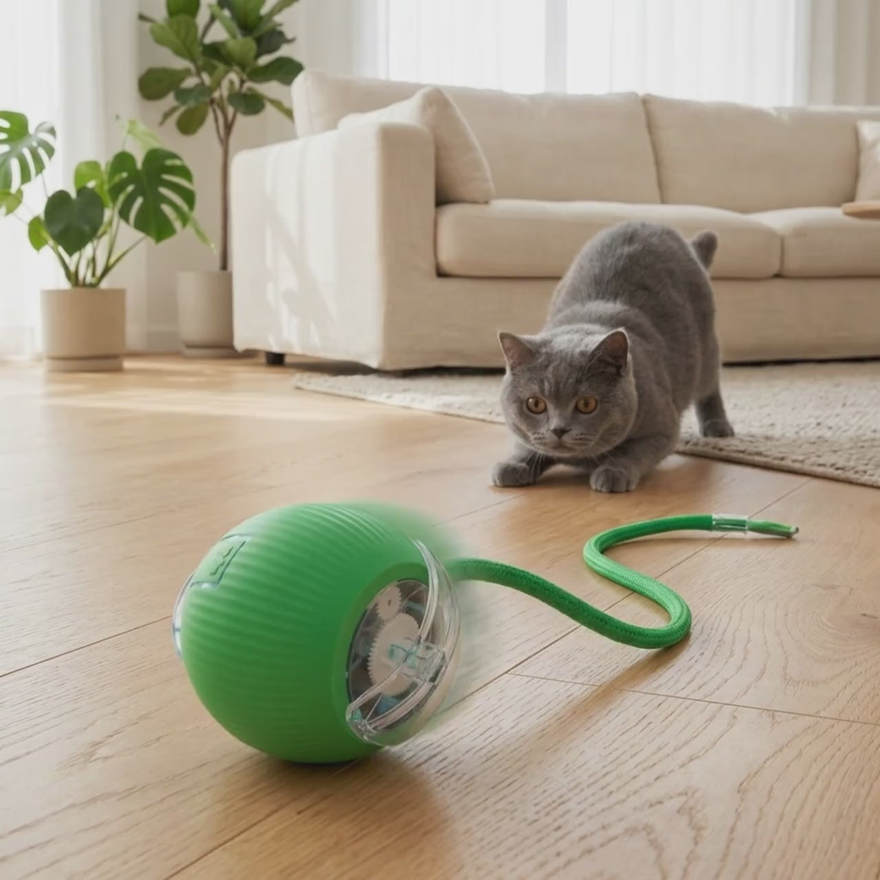 Automatic rolling cat ball in use – video